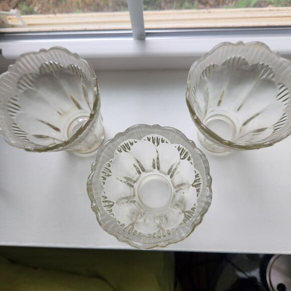 Set of 3 Glass Light Globes Shades Vintage Frosted Edge 80s Deco Pendant Ceiling - Picture 4 of 9